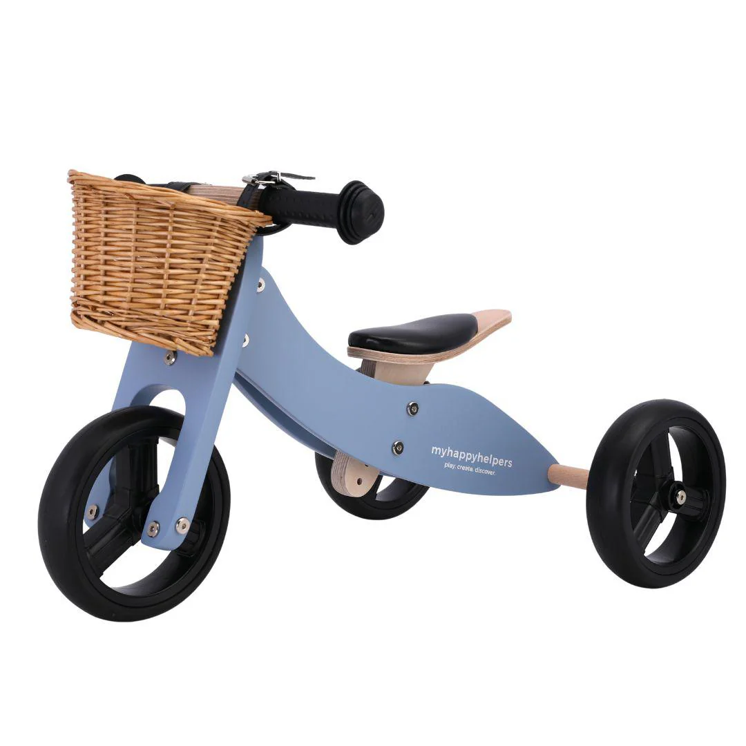 2 in 1 Mini Trike / Balance Bike with Basket - Slate Blue - Image 3