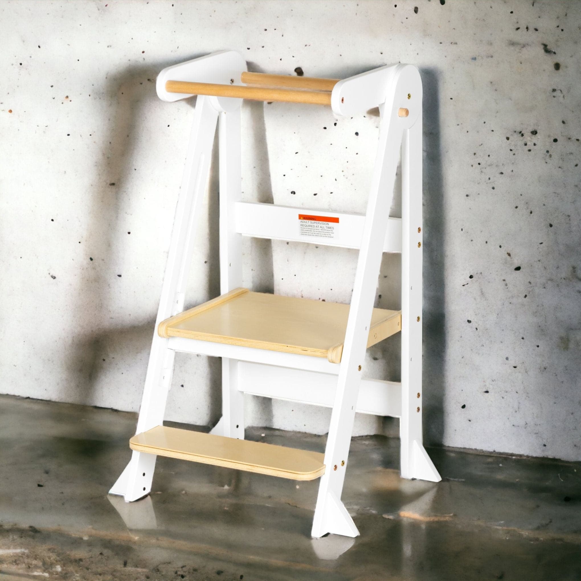 Folding Learning Tower - White and Varnish - Image 4