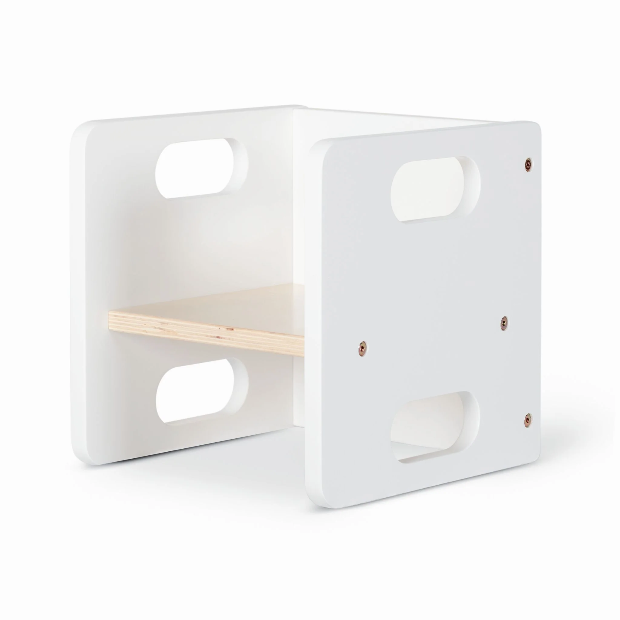 Cube Weaning Table & 2 Chairs - White and Varnish - Image 6