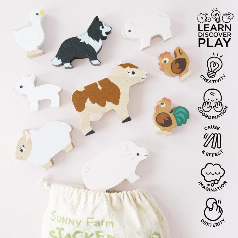 Petilou Farm Stacking Animals & Bag - Image 4