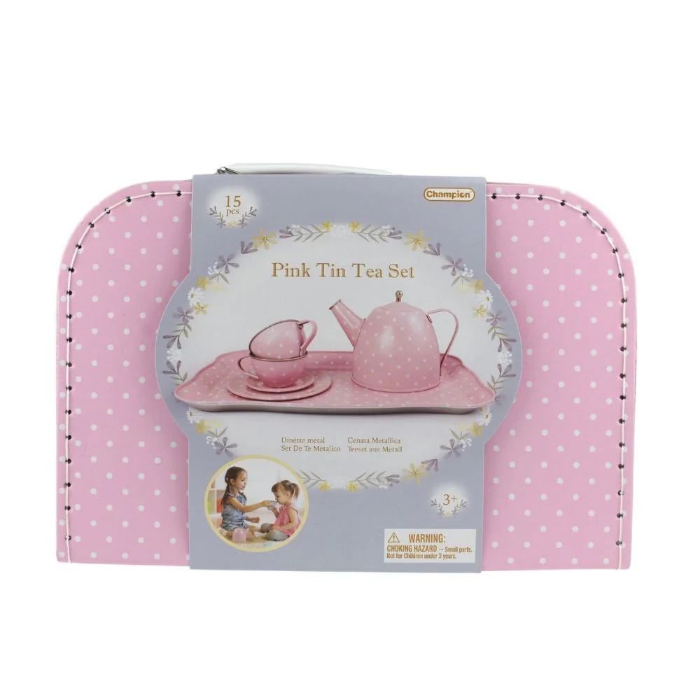 Pink Tin Tea Set in Suitcase 15pcs - Image 2