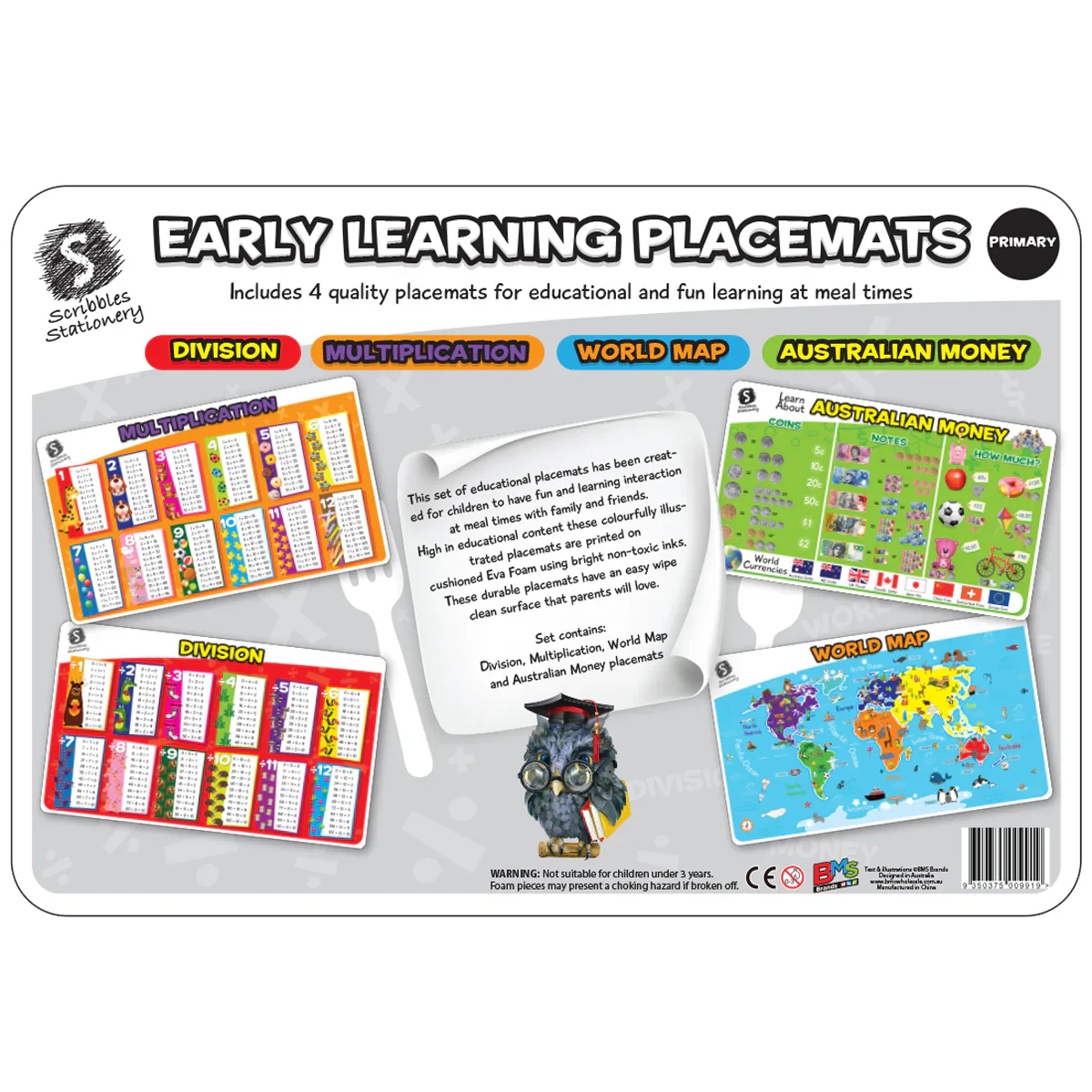 Primary Early Learning Educational Placemats 4 Pack - Image 2