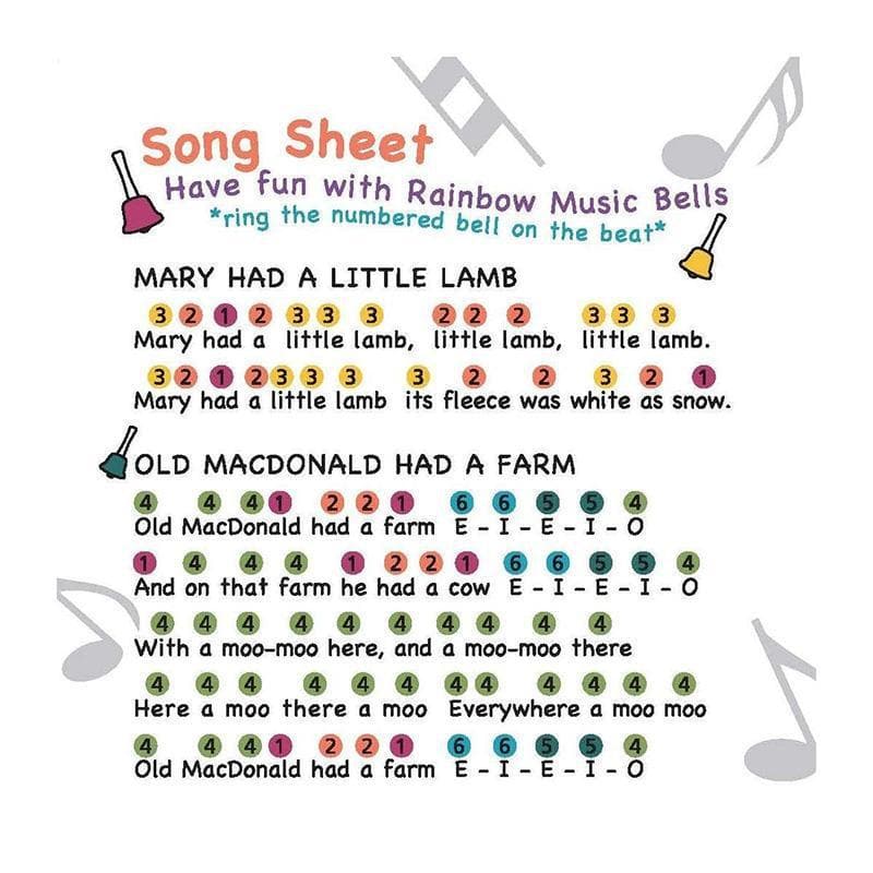Rainbow Musical Hand Bells - 8 Piece Set - Image 3