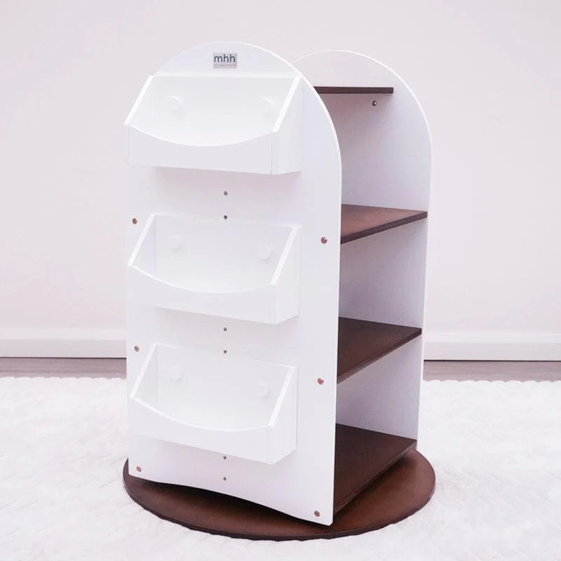 Rotating Bookcase with Wooden Baskets - Image 2