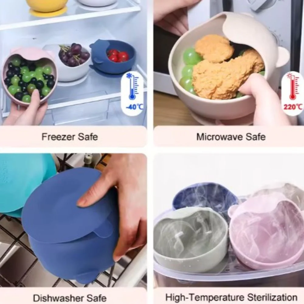Silicone Bear Bowl Mauve - Image 2