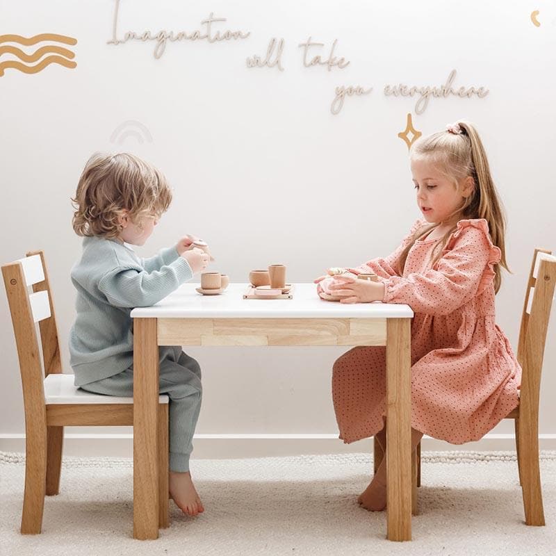 White Top Timber Table with 2 Matching Chairs - Image 3